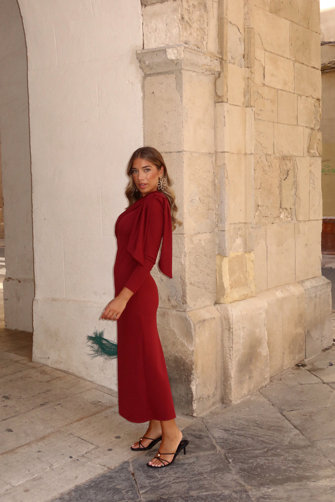 VESTIDO BOW GRANATE