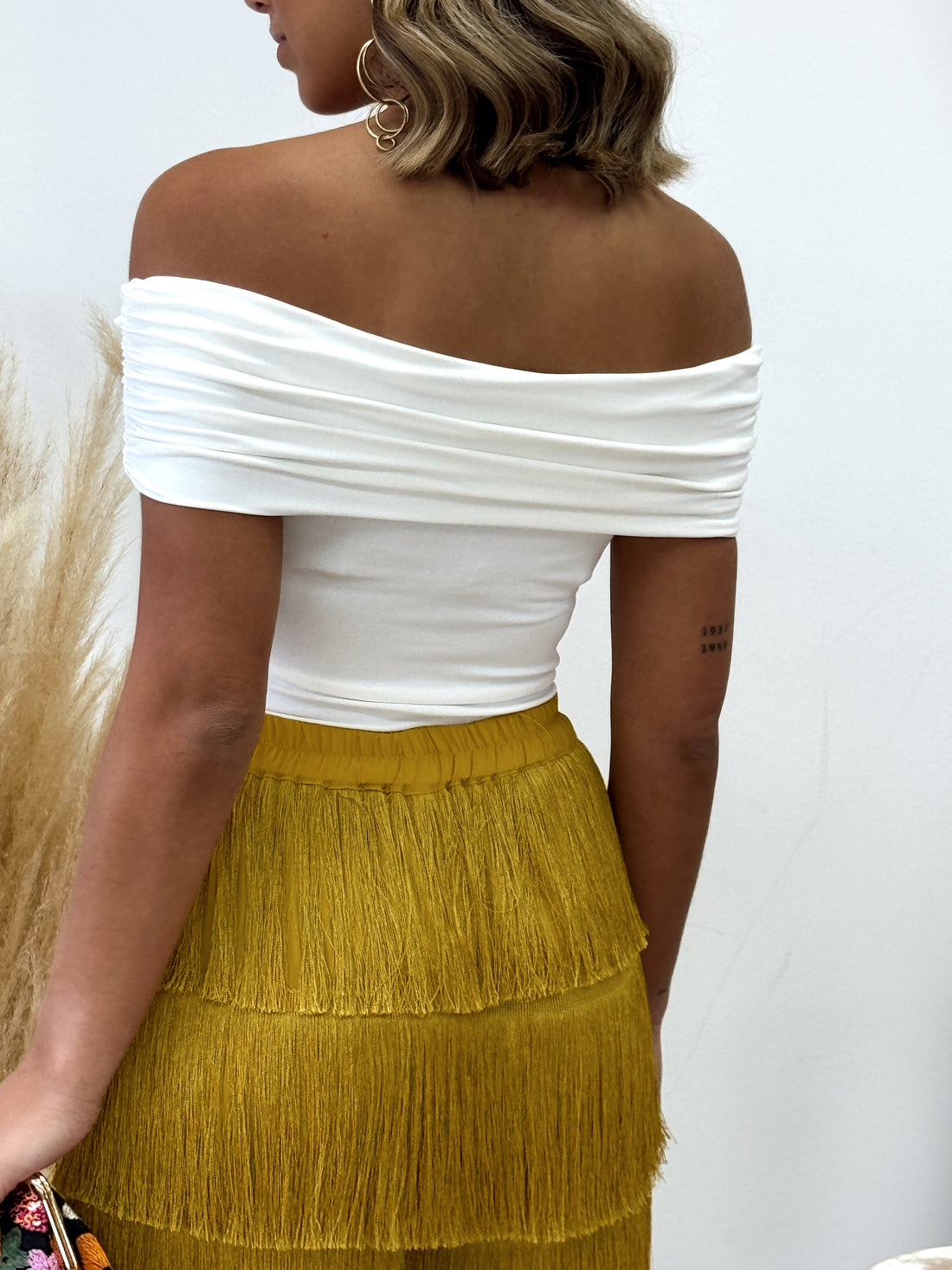 TOP BARDOT BASIC BLANCO SIN MANGAS