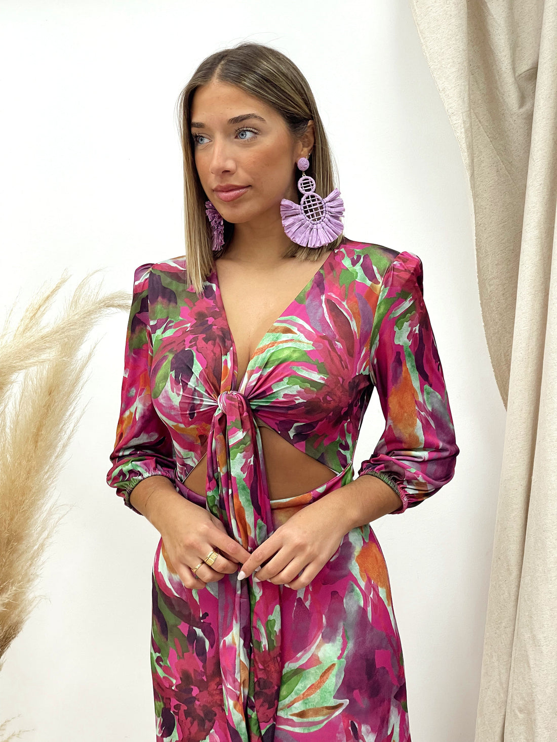VESTIDO CUT OUT ESTAMPADO BUGANVILLA