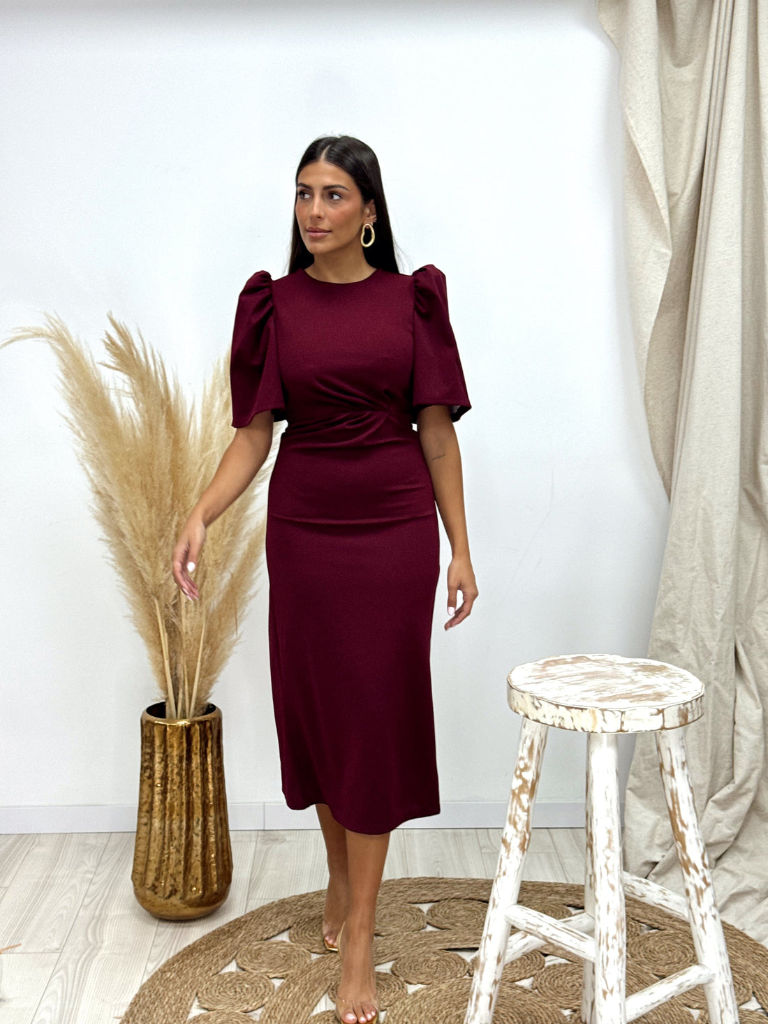 VESTIDO FAROLILLO GRANATE